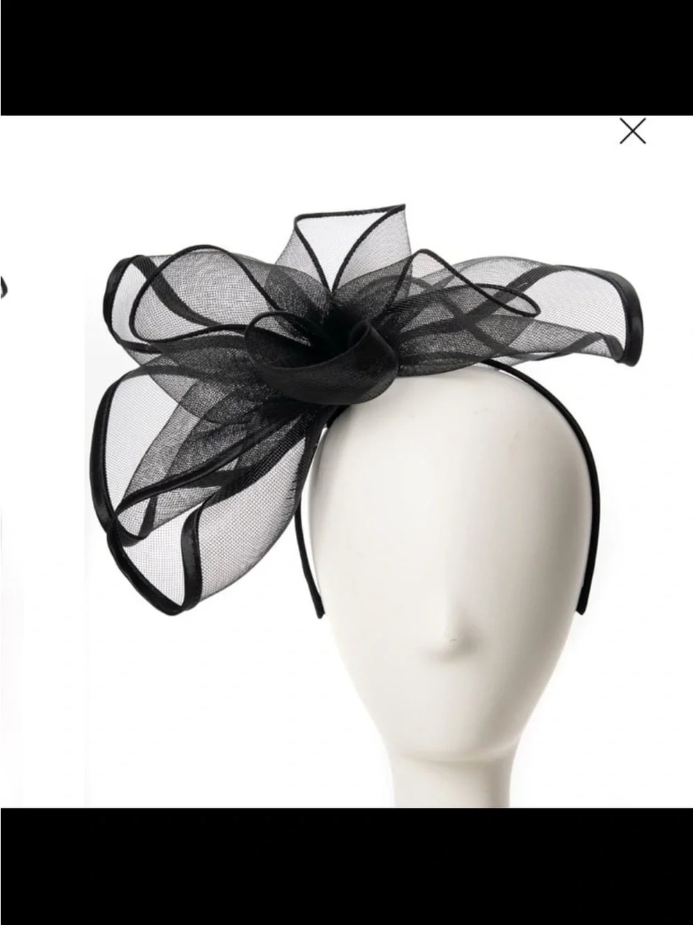 NWT August hat women’s crinoline rosette fascinator hat black one size